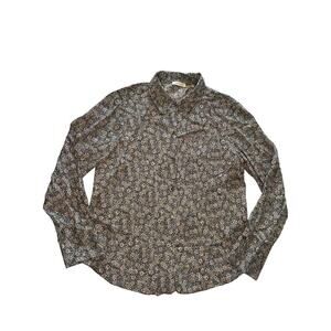 Rebecca Taylor Violet Fleur Silk Button Down Shirt Size 10‎